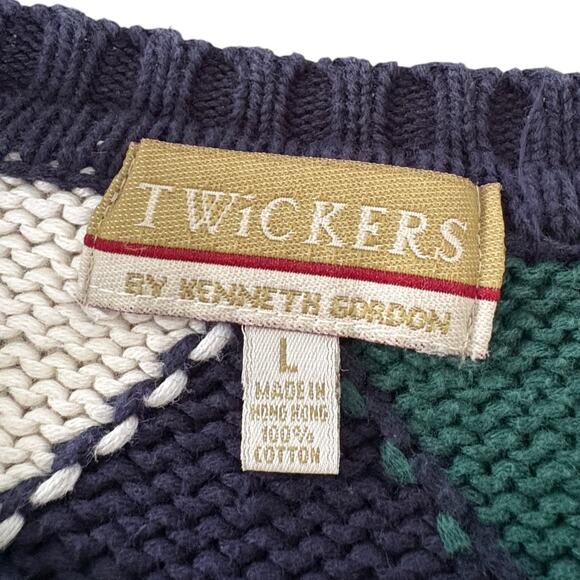 Vintage Argyle Sweater Preppy Academia Old Money Golfcore Ivy League Heritage L - Picture 5 of 8